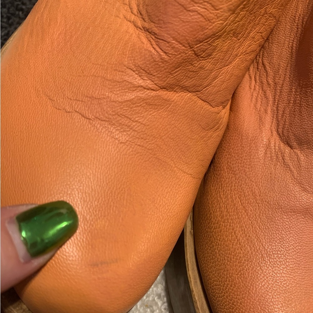 Free People Suki Peach Leather Chunky Platform Slip On Mule Clogs size 39.5 - Picture 4 of 9